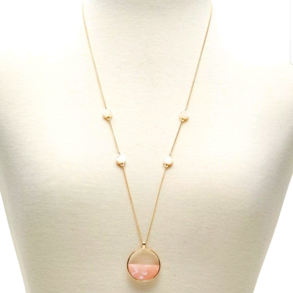 BANANA REPUBLIC PINK HALF MOON NECKLACE